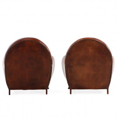 Pair of Dutch Art Deco Leather Club Chairs 20th Century