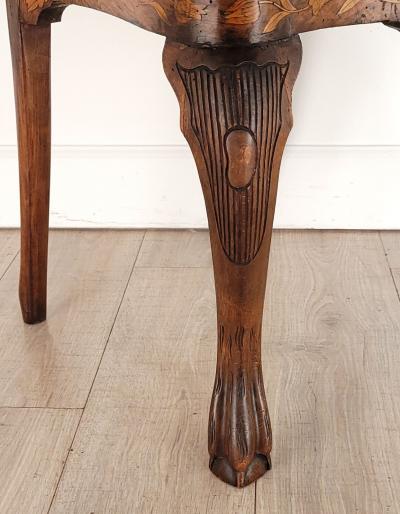 Pair of Dutch Baroque Walnut Inlaid Chairs circa 1780