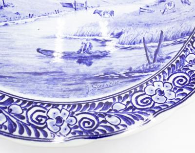 Pair of Dutch Porcelain Landscape Charger Plates