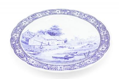 Pair of Dutch Porcelain Landscape Charger Plates
