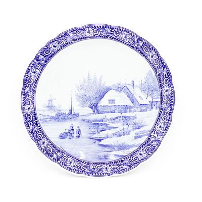 Pair of Dutch Porcelain Landscape Charger Plates