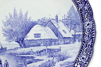 Pair of Dutch Porcelain Landscape Charger Plates