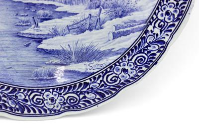 Pair of Dutch Porcelain Landscape Charger Plates