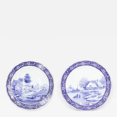 Pair of Dutch Porcelain Landscape Charger Plates