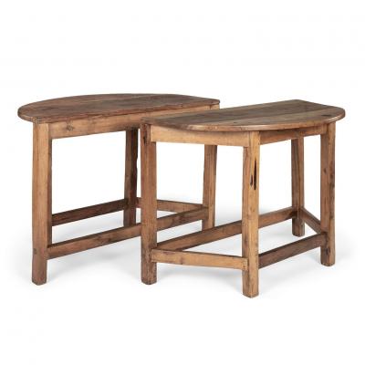 Pair of Early 18th Century Blond Walnut Demilune Tables