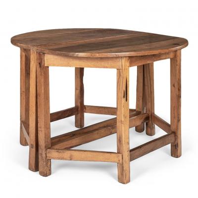 Pair of Early 18th Century Blond Walnut Demilune Tables