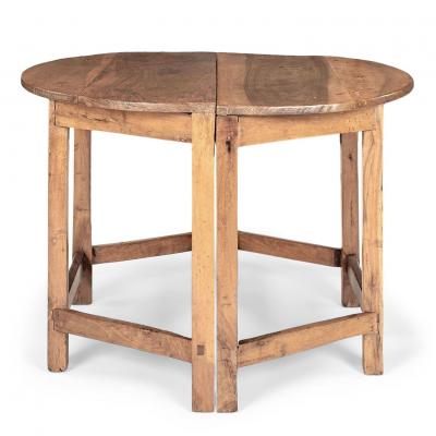 Pair of Early 18th Century Blond Walnut Demilune Tables