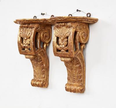 Pair of Early 18th c Carved and Gilded Regence Wall Brackets
