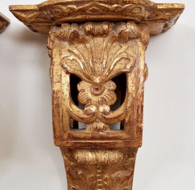 Pair of Early 18th c Carved and Gilded Regence Wall Brackets