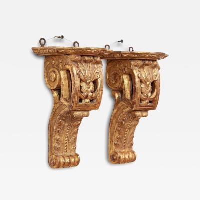 Pair of Early 18th c Carved and Gilded Regence Wall Brackets