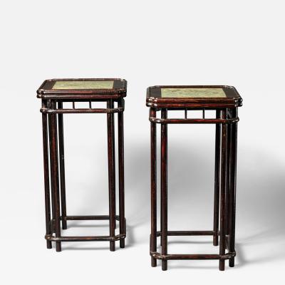 Pair of Early 19th Century Chinese Lacquer and Stone Pedestals