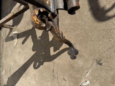Pair of Early 19th Century Italian Gilt Wrought Iron Acanthus Andirons
