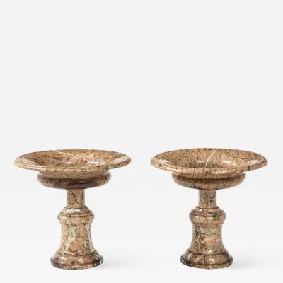 Pair of Early 19th Century Italian Grand Tour Rose Marble Tazze
