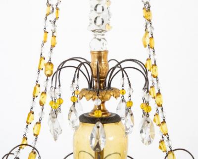 Pair of Early 19th Century Swedish Crystal Candelabra on White Marble Bases