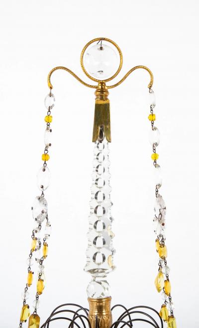 Pair of Early 19th Century Swedish Crystal Candelabra on White Marble Bases