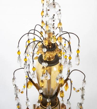 Pair of Early 19th Century Swedish Crystal Candelabra on White Marble Bases