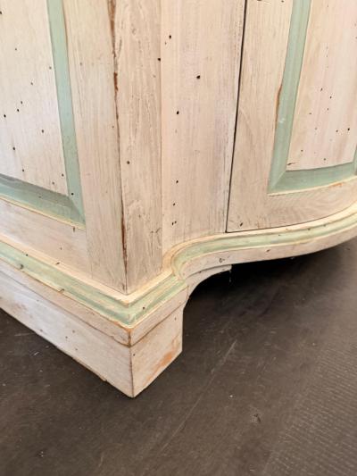 Pair of Early 20th C French Marble Basins on Custom Painted Vanity Cabinets