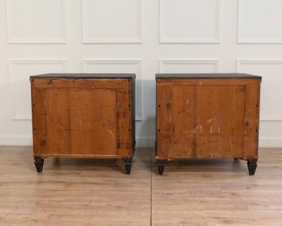 Pair of Early 20th Century Black Painted Chests with Carved Detail