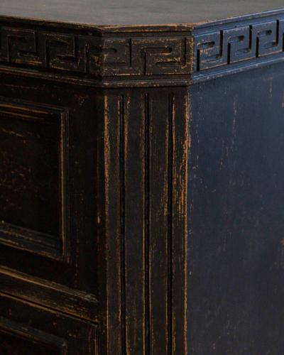 Pair of Early 20th Century Black Painted Chests with Carved Detail