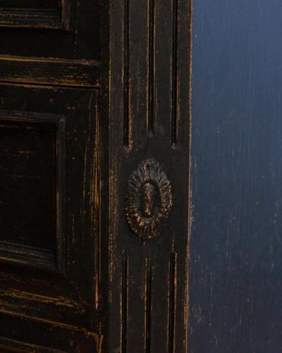 Pair of Early 20th Century Black Painted Chests with Carved Detail