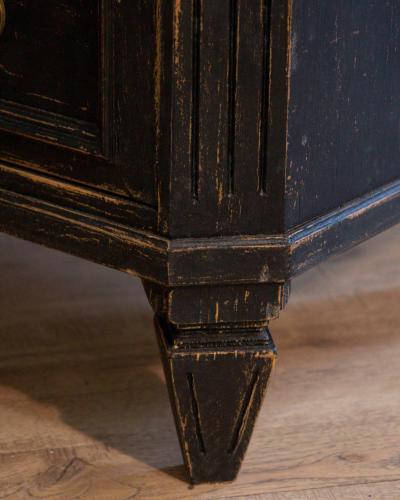 Pair of Early 20th Century Black Painted Chests with Carved Detail