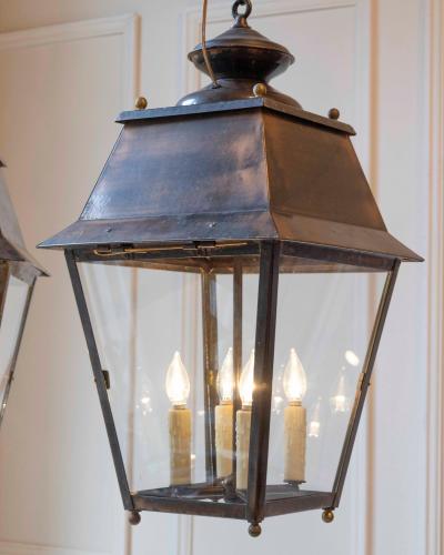 Pair of Early 20th Century French Copper Hanging Lanterns