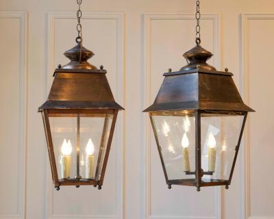 Pair of Early 20th Century French Copper Hanging Lanterns