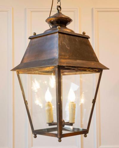 Pair of Early 20th Century French Copper Hanging Lanterns