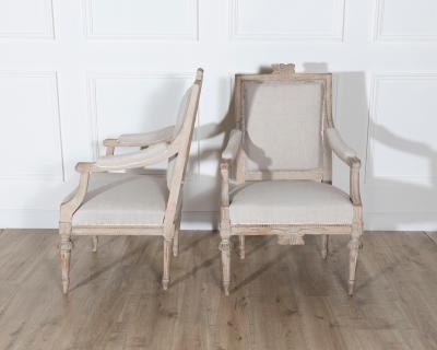 Pair of Early 20th Century Swedish Gustavian Style Carved Armchairs