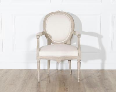 Pair of Early 20th Century Swedish Gustavian Style Oval Back Armchairs