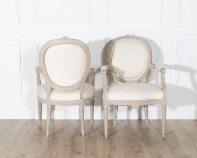 Pair of Early 20th Century Swedish Gustavian Style Oval Back Armchairs