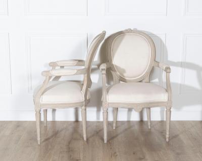 Pair of Early 20th Century Swedish Gustavian Style Oval Back Armchairs