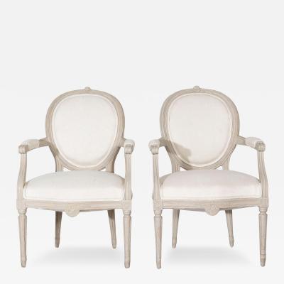 Pair of Early 20th Century Swedish Gustavian Style Oval Back Armchairs