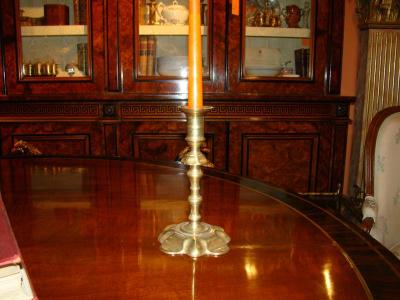 Pair of Early Queen Anne Brass Candlesticks