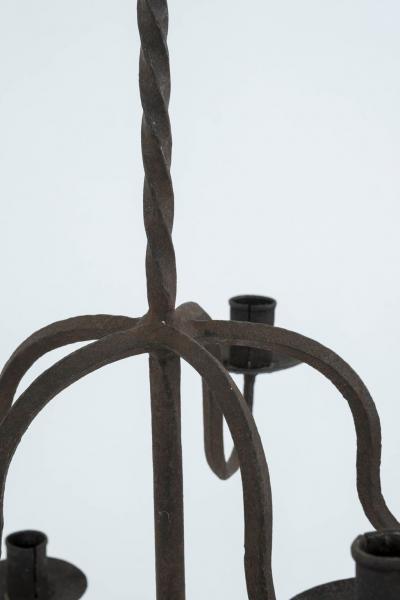 Pair of Early Two Tier Forged Iron Chandeliers