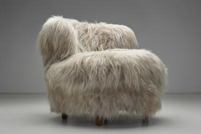 Pair of Easy Chairs in Grey Longhair Europe Mid 20th Century