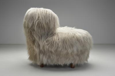 Pair of Easy Chairs in Grey Longhair Europe Mid 20th Century