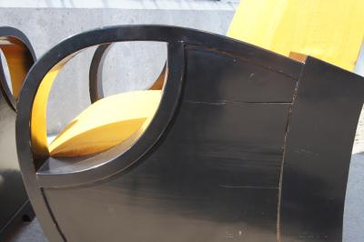 Pair of Ebonized Art Deco Club Chairs