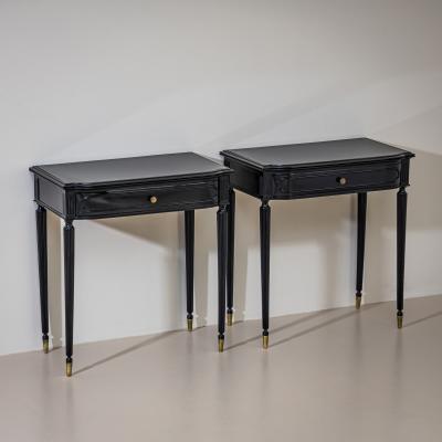 Pair of Ebonized Bedside Tables Italy Mid 20th Century