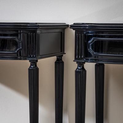 Pair of Ebonized Bedside Tables Italy Mid 20th Century