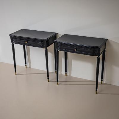 Pair of Ebonized Bedside Tables Italy Mid 20th Century