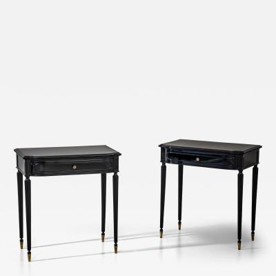 Pair of Ebonized Bedside Tables Italy Mid 20th Century