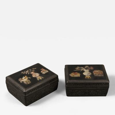 Pair of Ebony Wood Boxes