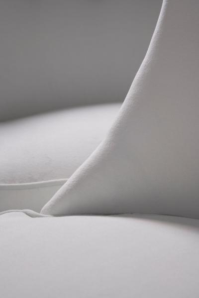 Pair of Edward Wormley for Dunbar Teardrop Slipper Chairs in White Velvet
