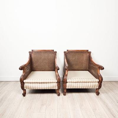 Pair of Edwardian Caned Club Chairs circa 1920