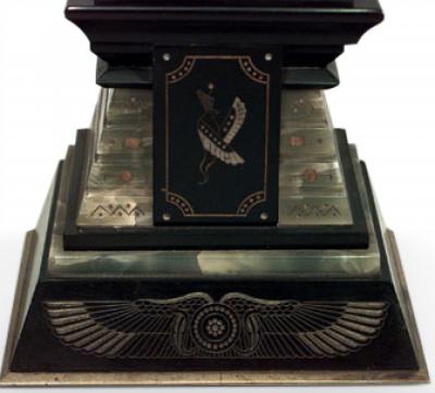 Pair of Egyptian Green Onyx and Black Marble Obelisks