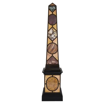 Pair of Egyptian Revival Italian specimen marble obelisks