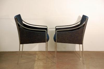 Pair of Elegant 1970s Chrome Armchairs