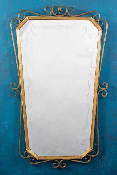 Pair of Elegant Italian Mid Century Brass Mirrors 1950