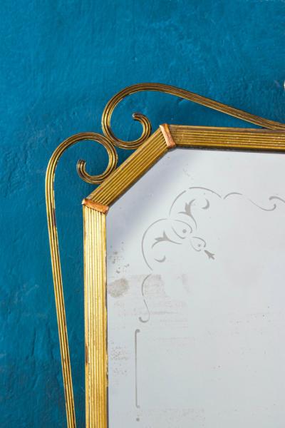 Pair of Elegant Italian Mid Century Brass Mirrors 1950